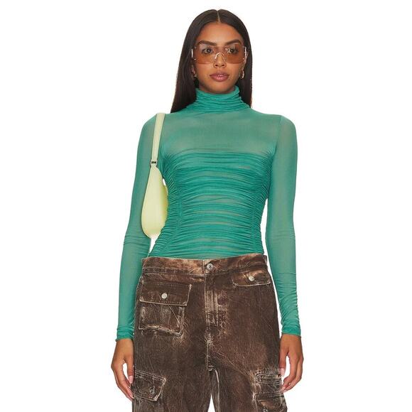 Free People Under It All Bodysuit White Spruce Green Size L - Picture 1 of 8